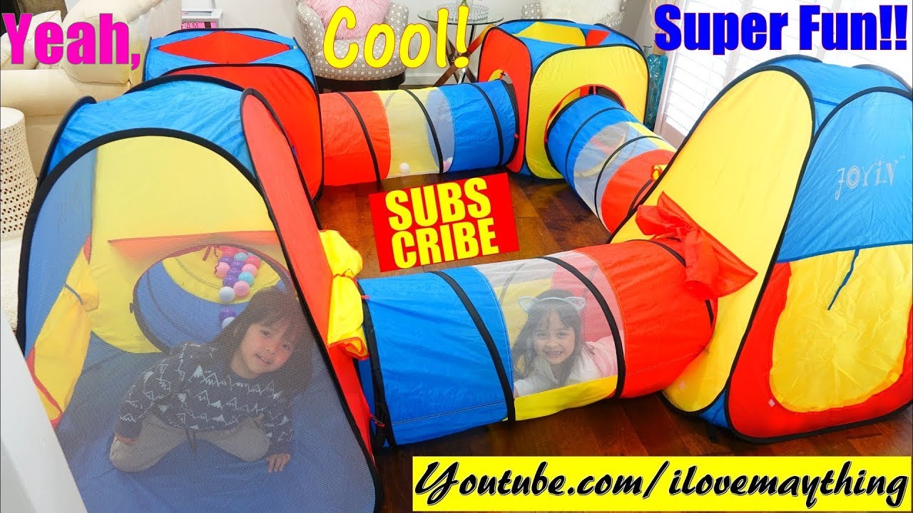 Toddlers and Children's Play Tent! Tunnel Play Tent Playtime Fun with our Cute Puppies! Toy Channel
