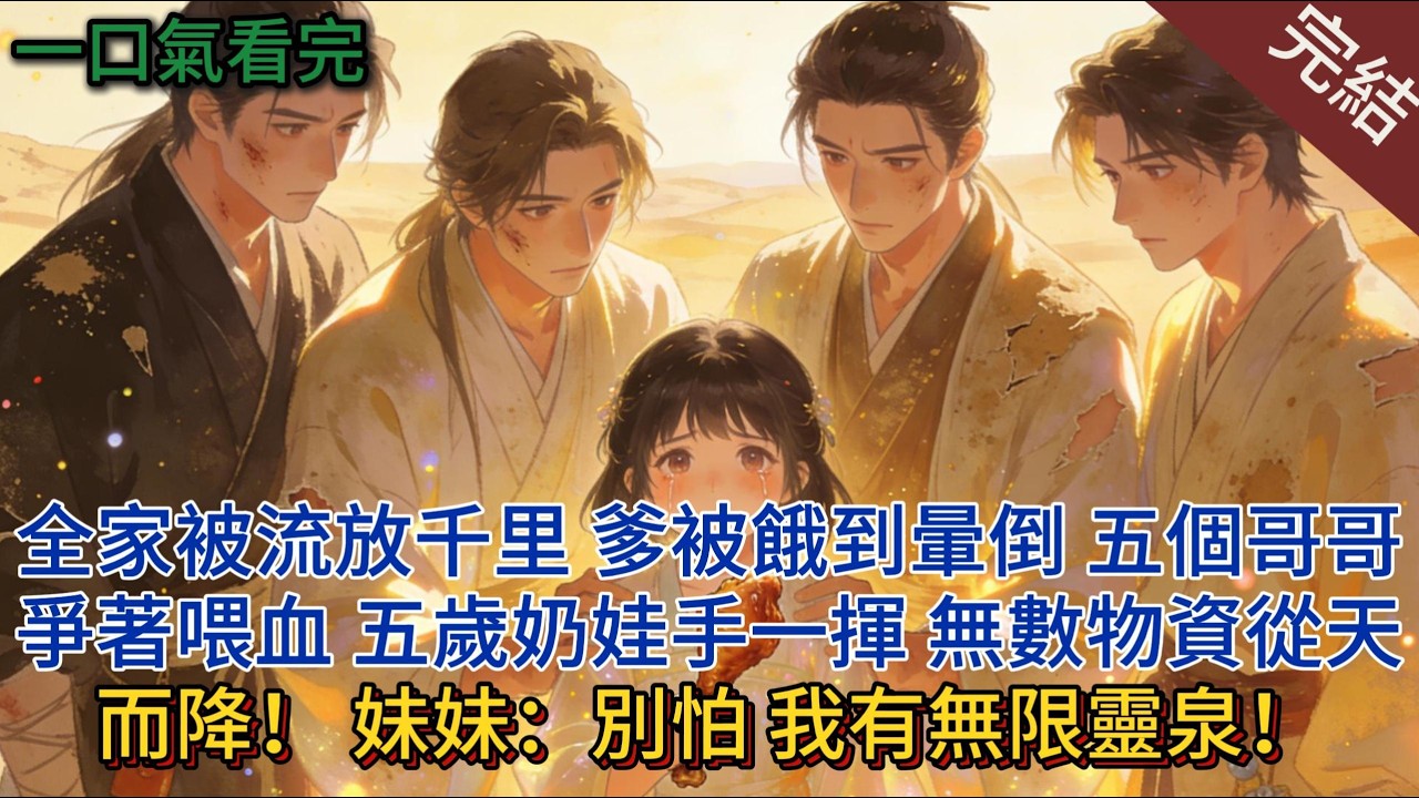 全家被流放千里，爹被餓到暈倒，五個哥哥爭著喂血，五歲奶娃手一揮，無數物資從天而降！ 妹妹：別怕，我有無限靈泉！#小说推荐 #小说 #完結 #一口气看完 #古言