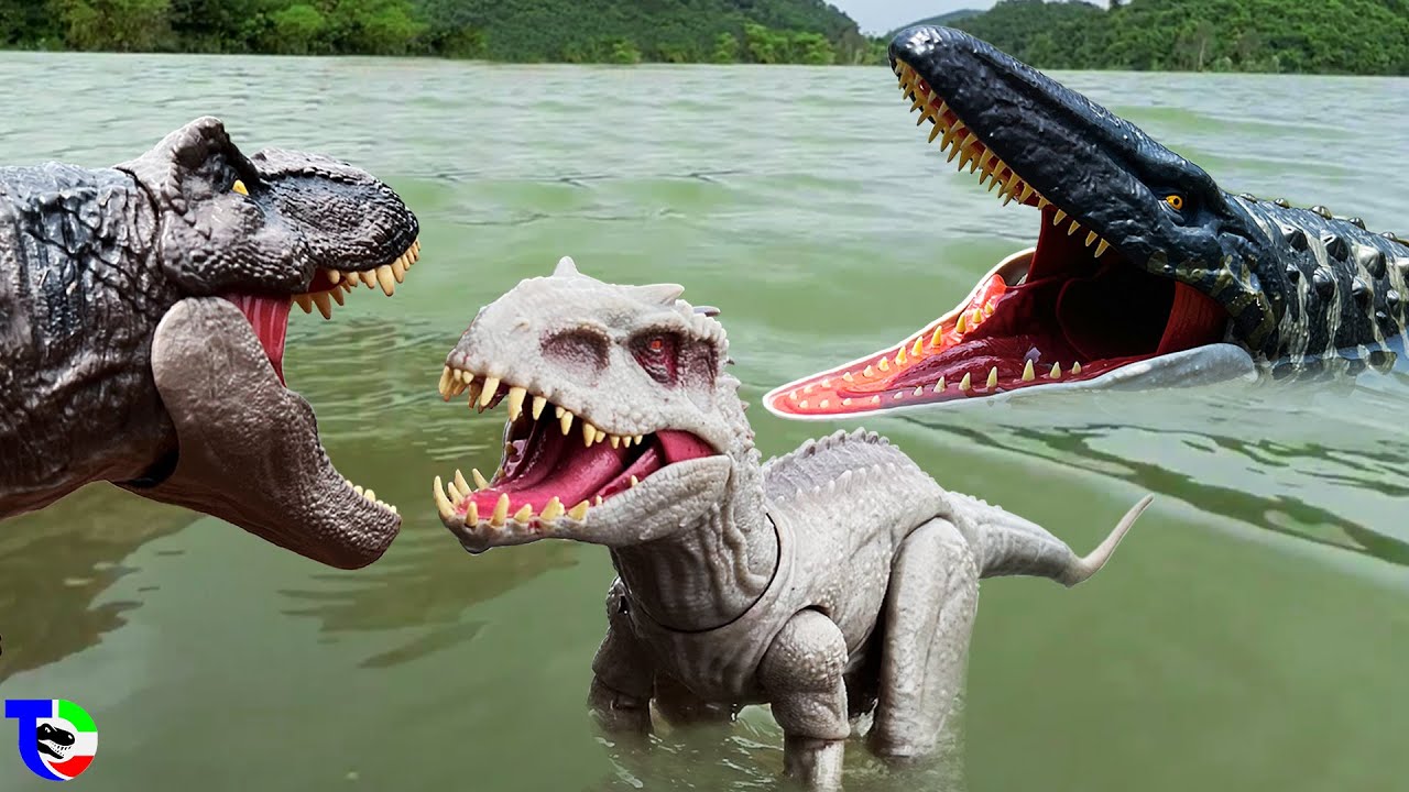 T-REX Vs INDOMINUS Vs MOSASAURUS 🦖 Rexy Adventure | Jurassic World Rebirth