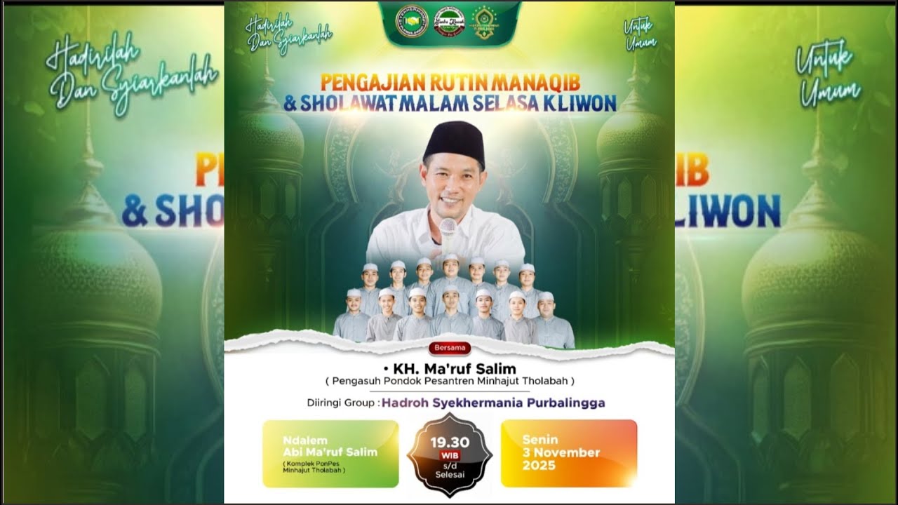 🔴PENGAJIAN RUTIN MANAQIB & SHOLAWAT MALAM SELASA KLIWON K.H MA'RUF SALIM - SENIN 3 NOVEMBER 2025