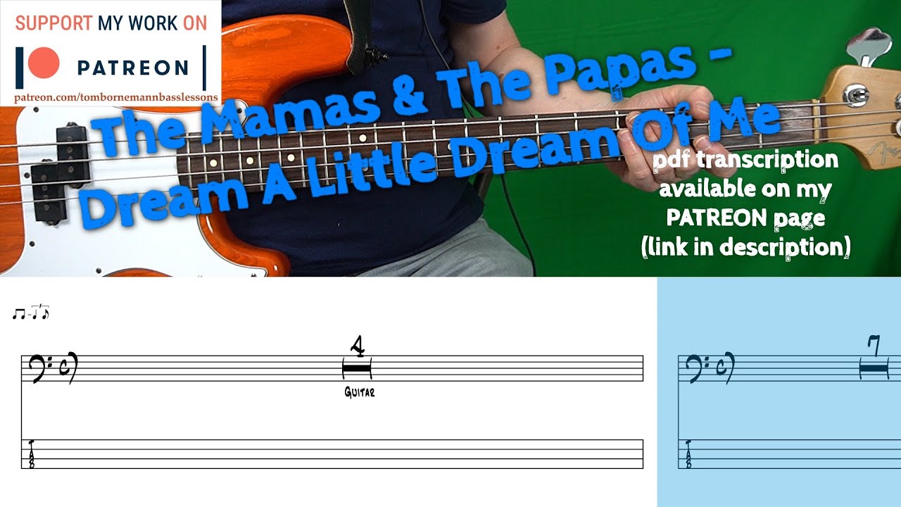 The Mamas & The Papas - Dream A Little Dream Of Me (Bass cover with tabs)