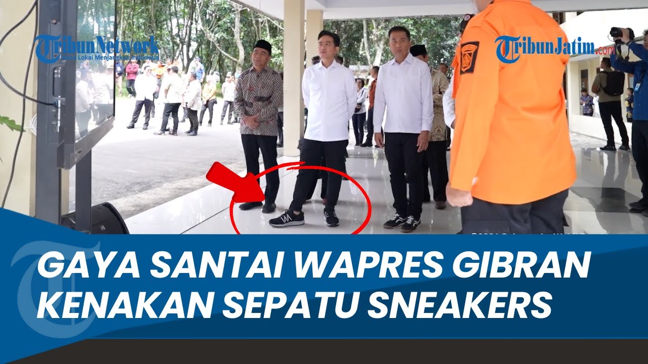 Curi Perhatian Gaya Santai Gibran, Pakai Sepatu Sneakers Lihat Simulasi Mitigasi Bencana di Sekolah
