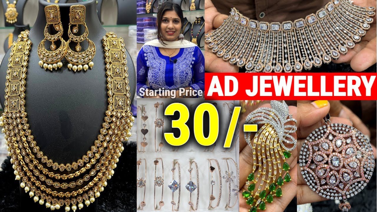 AD Jewellery Wholesale Price in Kolkata Bagri Market | Ad necklace, earrings, bangles, ad choker set