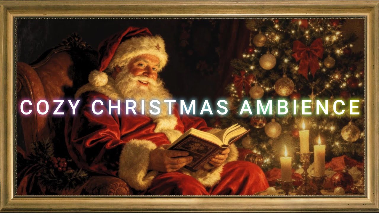 Cozy Christmas Ambience Art Frame TV | Santa by Candlelight | Calm & Peaceful Christmas Music