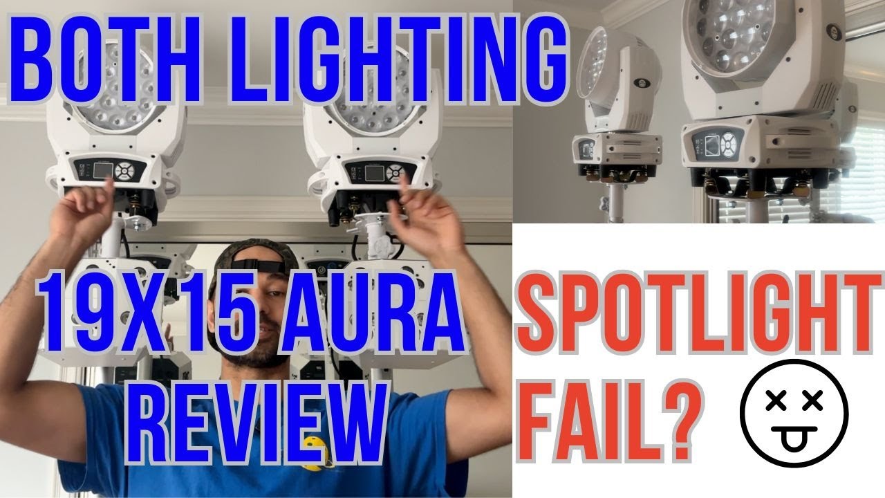 Both Lighting Aura 19x15 Moving Head Review...and Spotlight FAIL?? & Mount on a Chauvet Flex Stand!