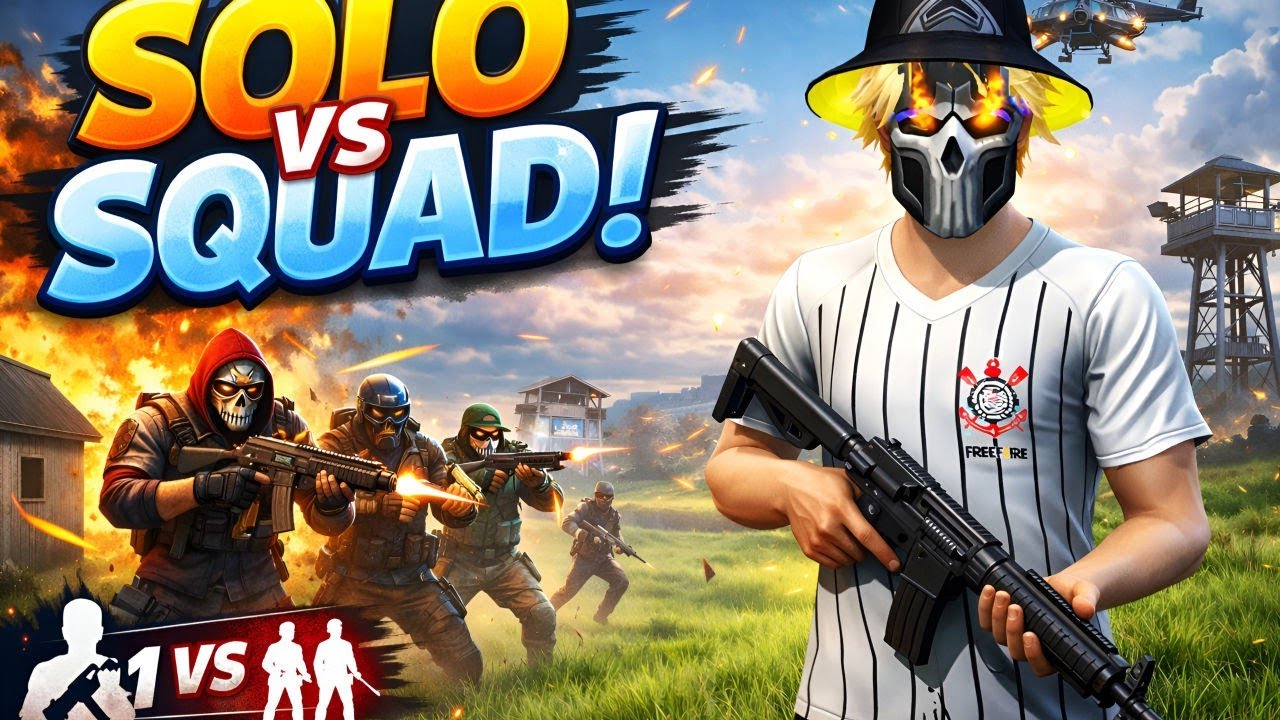 Free Fire Solo Vs Squad 💪 | Insane Mobile Gameplay 📲 | Only For Legend 💀.