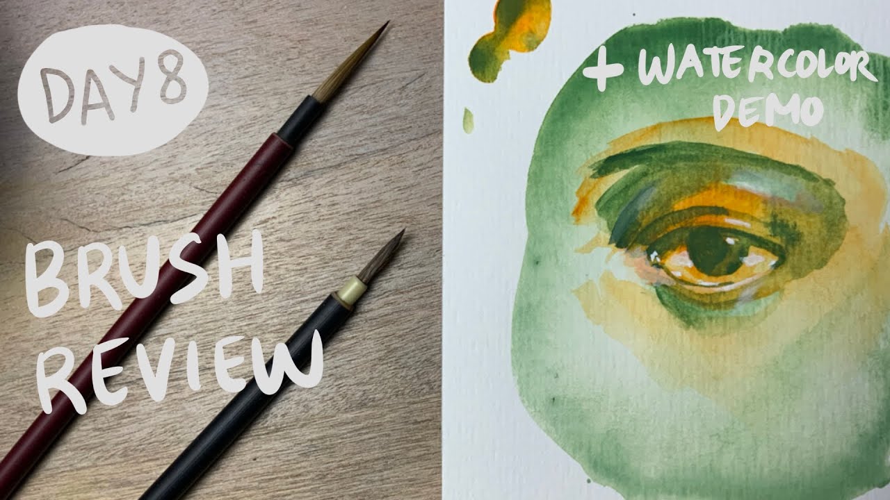 ZIG kuretake menso brush unwrapping and review + watercolor portrait painting today! (day 8)