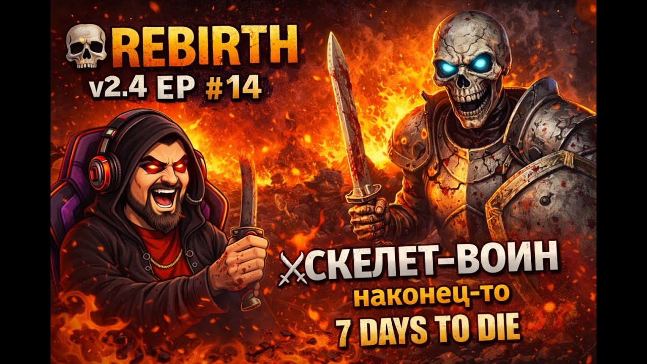🔥 REBIRTH v2.4 #14 — Скелет-воин вышел на охоту ⚔️ | 7DTD