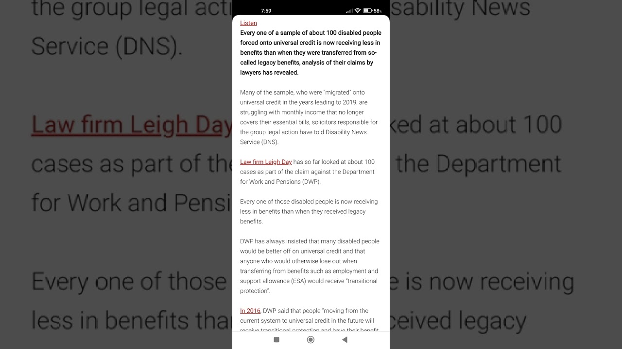 Disabled people forced onto universal credit shows every one of them now receives less in benefits