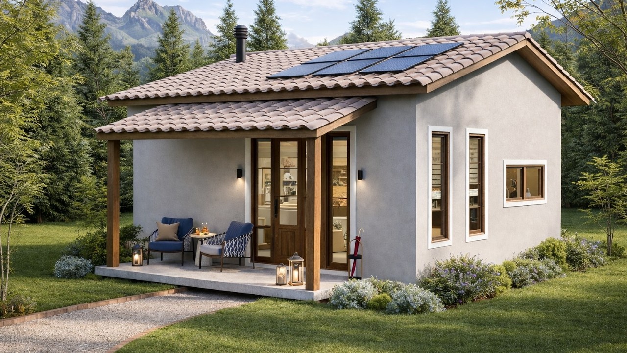 Casa Pequena de 50m² | Planta 7x7m: Design Compacto e Aconchegante