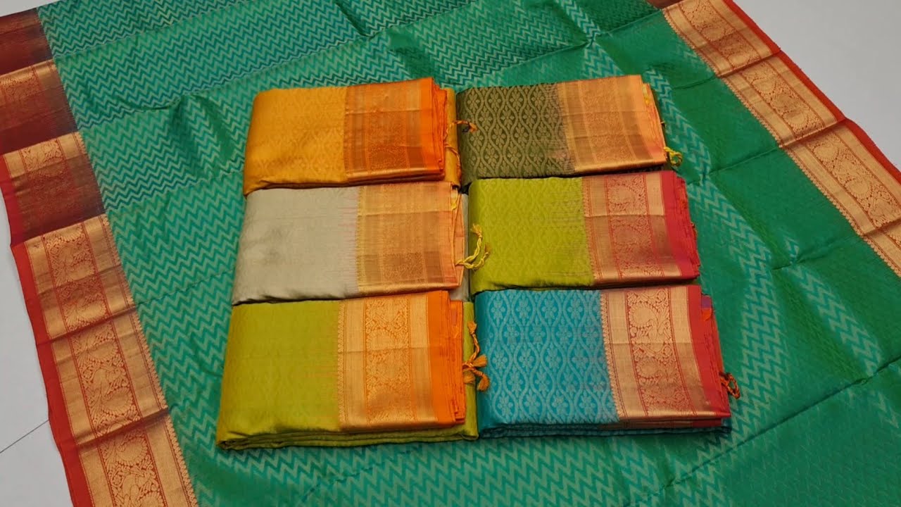 Contrast Border Brocade Pure Soft Silk Sarees ||Tie & Dye Sarees || Navaratri Special
