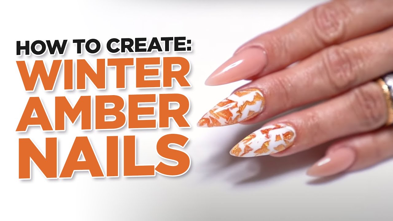 Plastic Wrap Nails | How to Create Winter Amber Nails