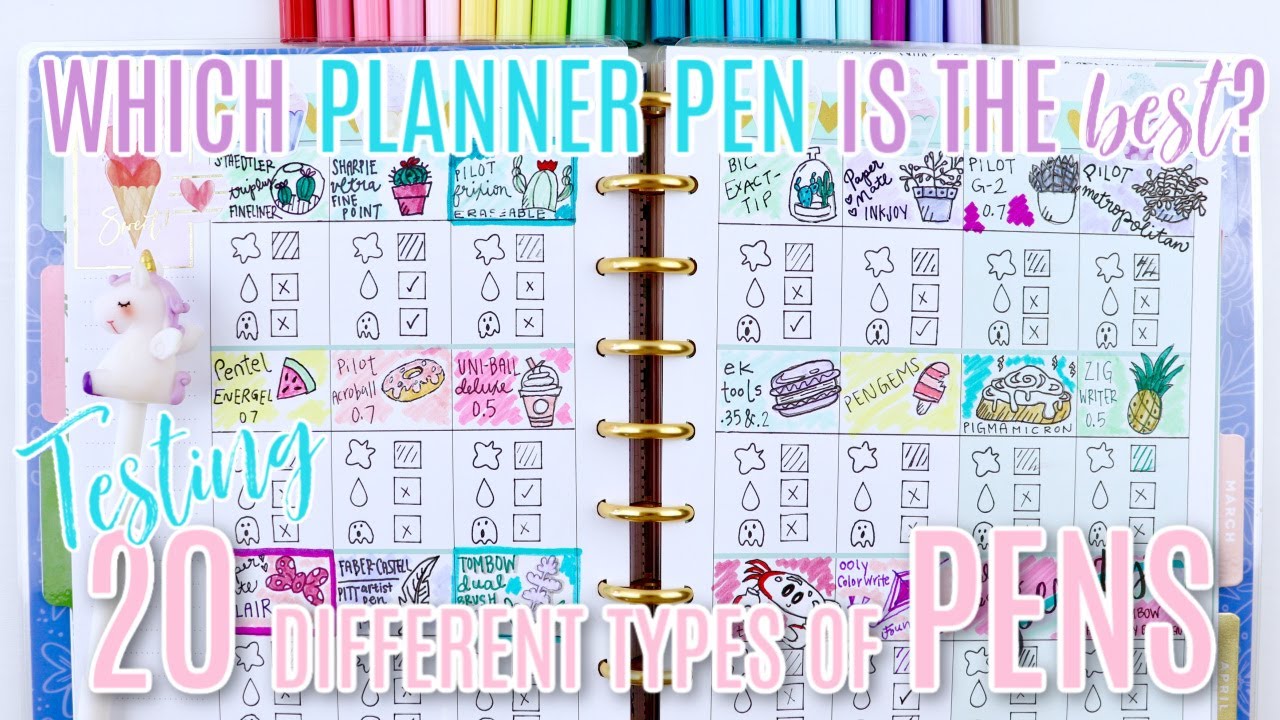Planner Pen Test! Testing 20 Pens in the Happy Planner | Doodle With Me!