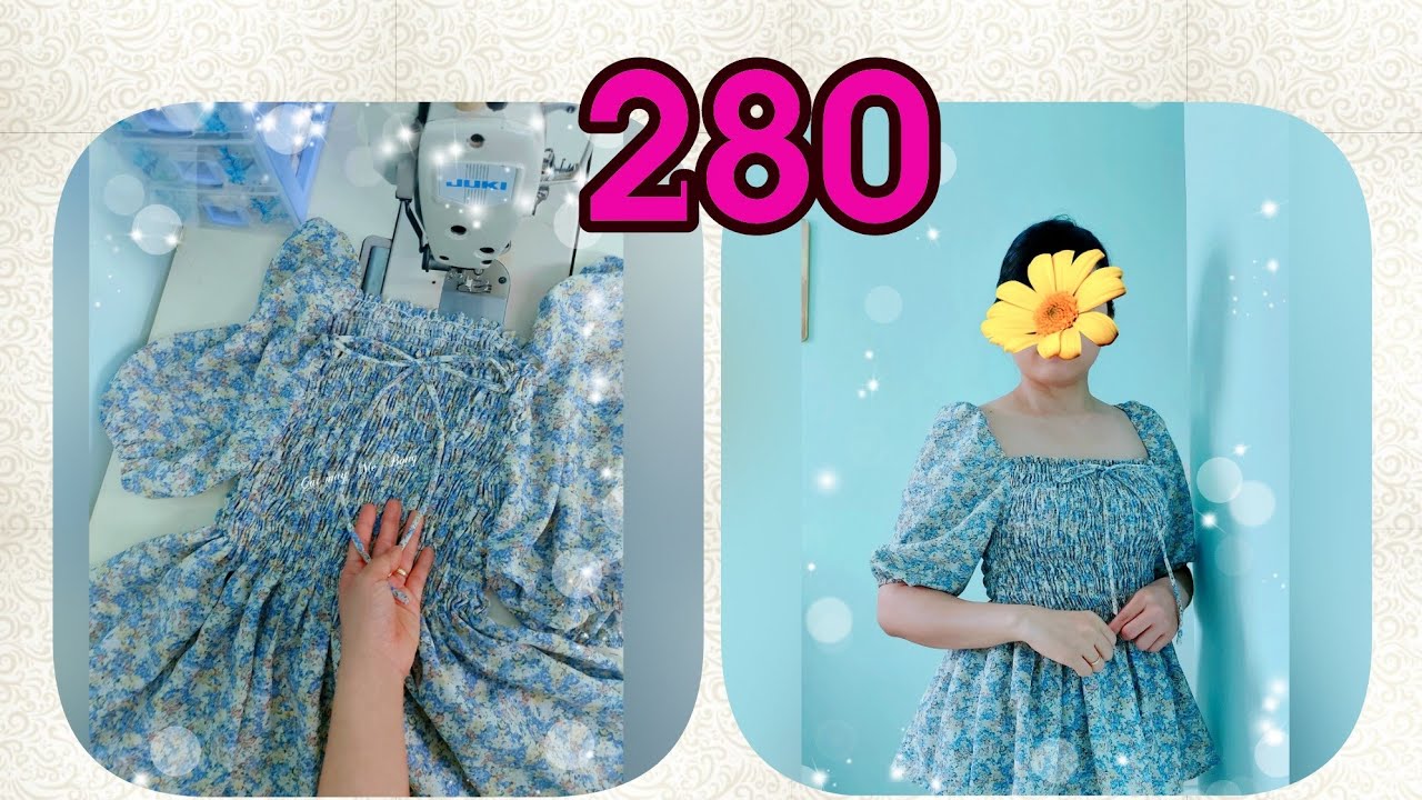 🌻 280 🌻 áo nhún thun tay phồng | cách may chỉ thun - cắt may Mẹ Bống 280