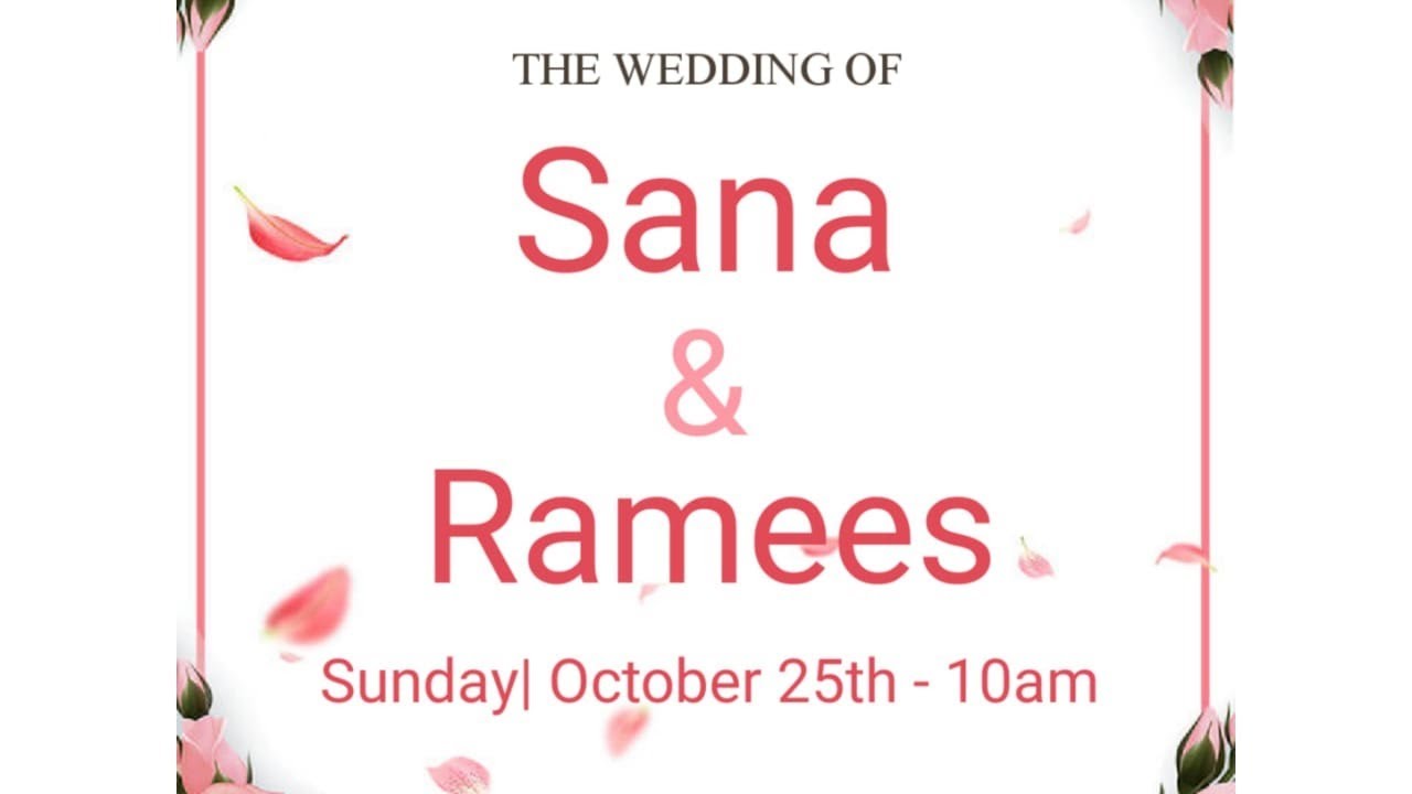 Sana & Ramees Wedding Ceremoney Live streaming 25-10-2020