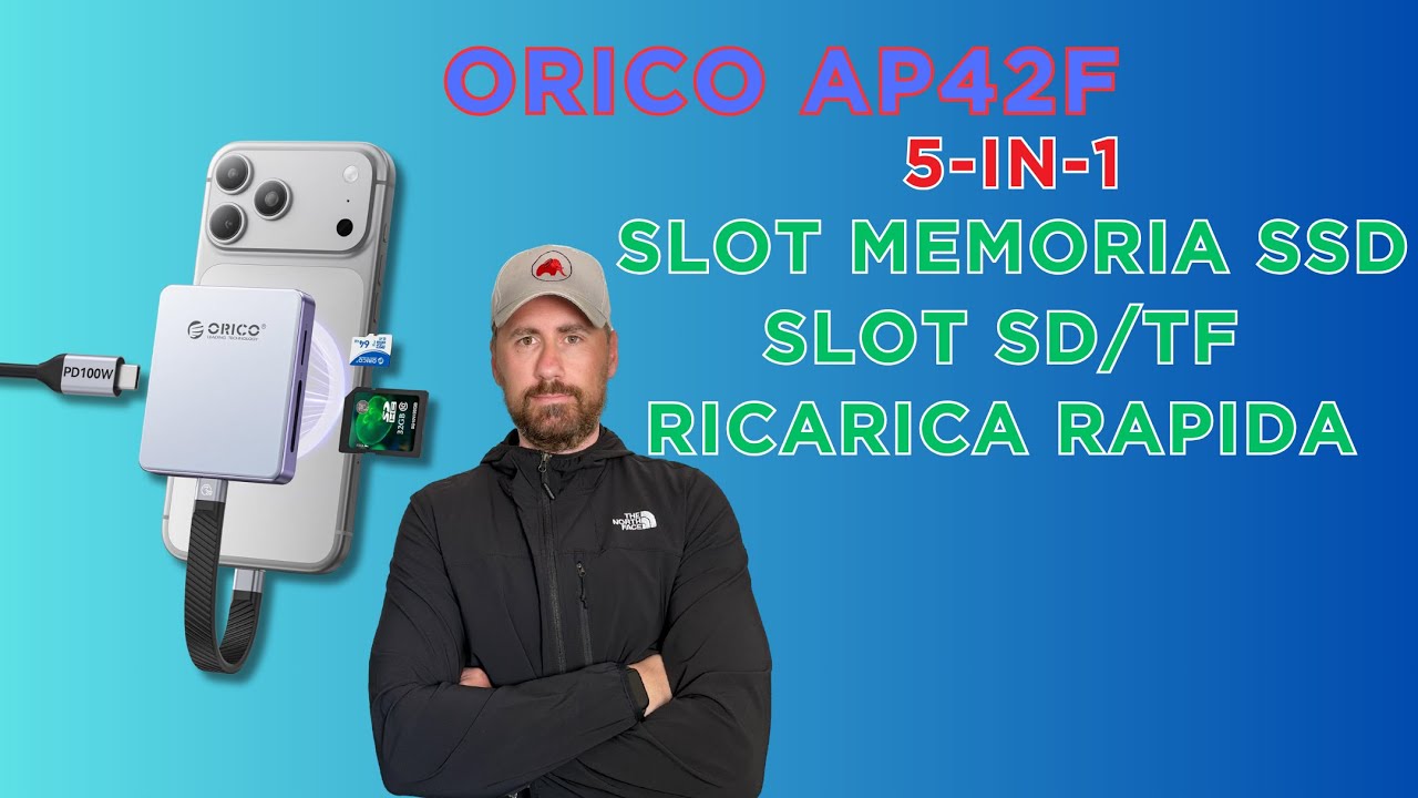 ORICO Lettore Schede TF/SD 3.0 + Case SSD M.2  per iPhone – USB 3.2 Gen2 10Gbps PD 100W (AP42F)