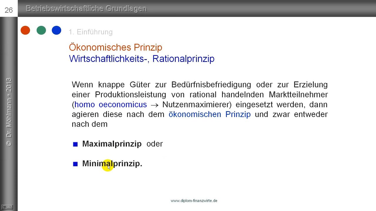6. Wirtschaftlichkeitsprinzip Teil 1 - &ouml;konomisches Prinzip - Rationalprinzip