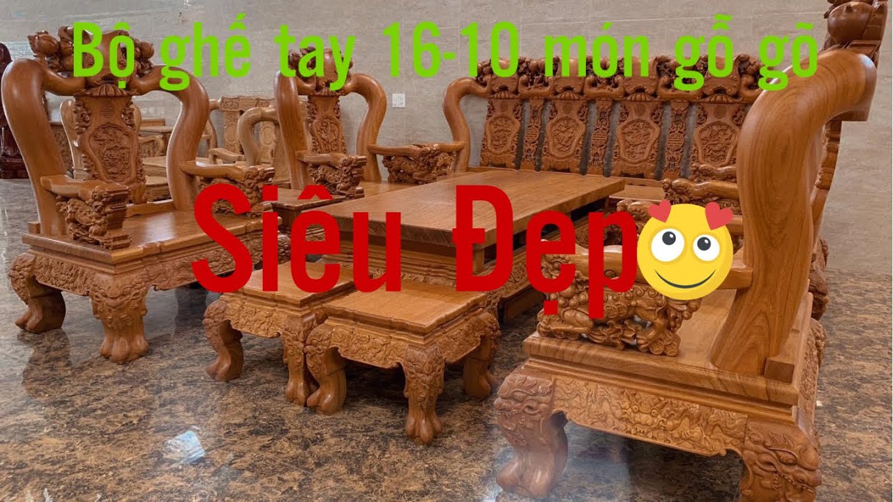 Bộ salon gỗ g&otilde; đỏ mẫu đ&agrave;o chim cột 16-10 m&oacute;n si&ecirc;u Vip -Số 91-Đồ Gỗ Ho&agrave; Ph&aacute;t
