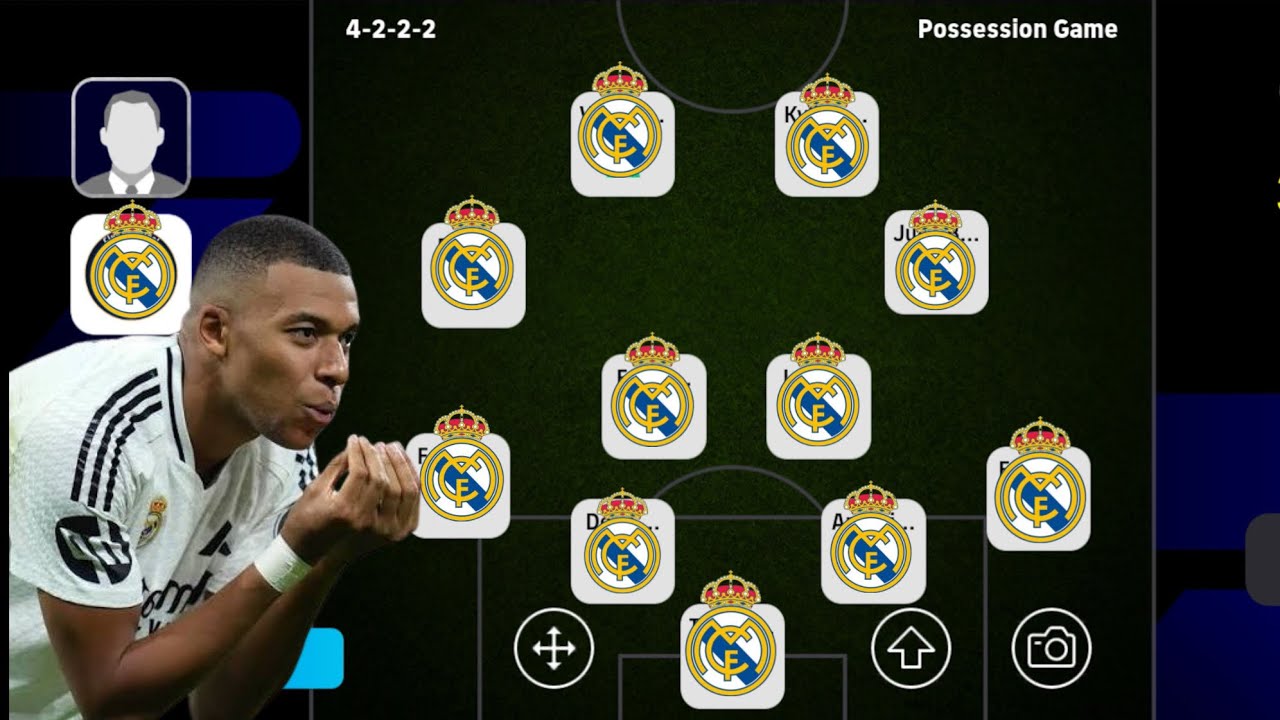 TEAM REAL MADRID 😱👏FORM (4-2-2-2) EFOOTBALL 2026 MOBILE #PESC.T