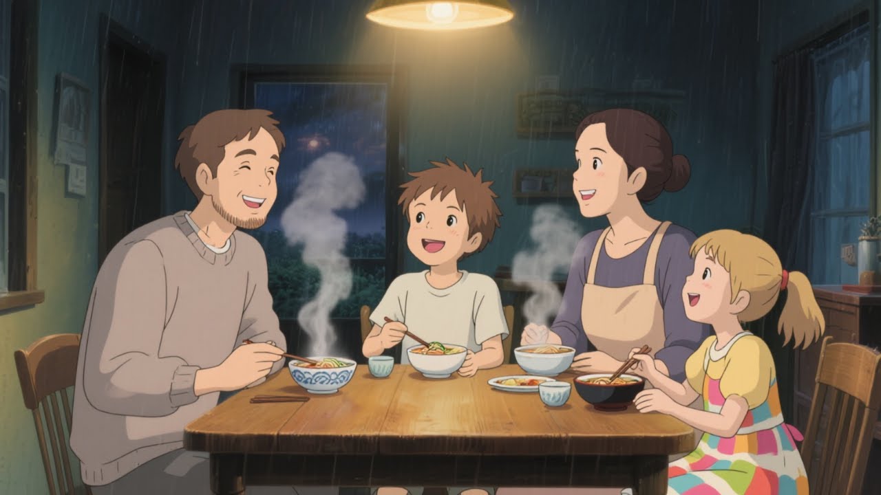 Soft Rain, Warm Home, Simple Happiness | Ghibli-Style Animation| ASMR