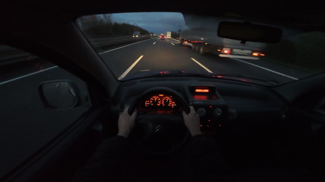 POV:Citroen Berlingo Modell 2004/75HP/Night Drive/Full Autobahn/Relax Drive