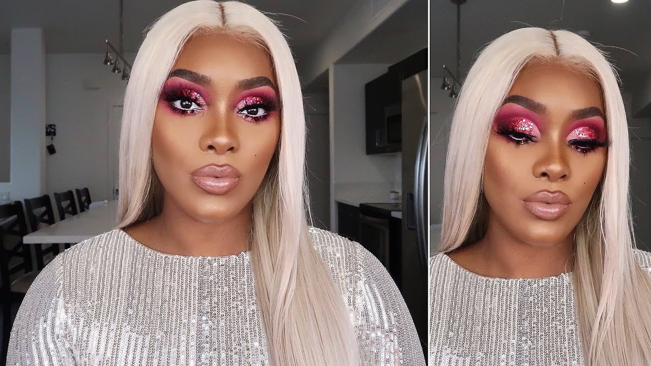 VALENTINE'S DAY SLAY | PINK GLITTER HEARTS | CUT CREASE