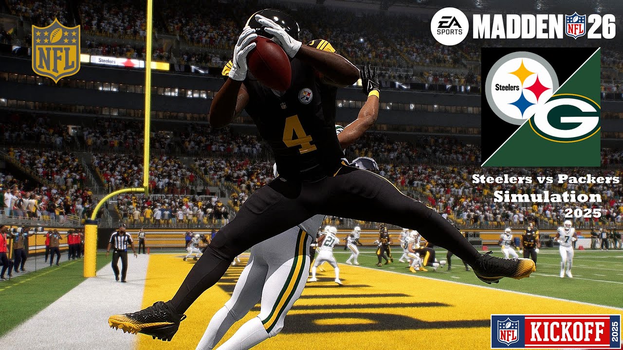 Madden 26 Game Play Aaron Rodgers Steelers vs Jordan Love Packers WEEK 8 2025 Full Simulation PS5
