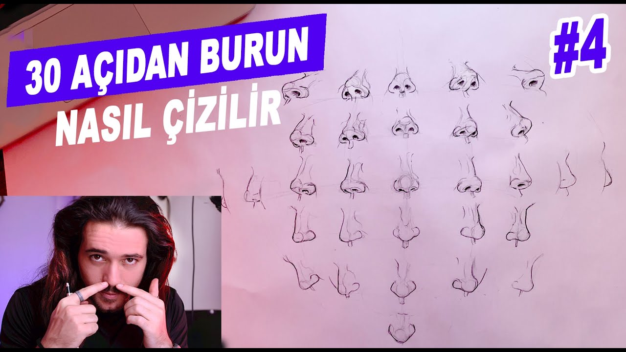 30 FARKLI AÇIDAN BURUN NASIL ÇİZİLİR (Portre Çizimi) #4