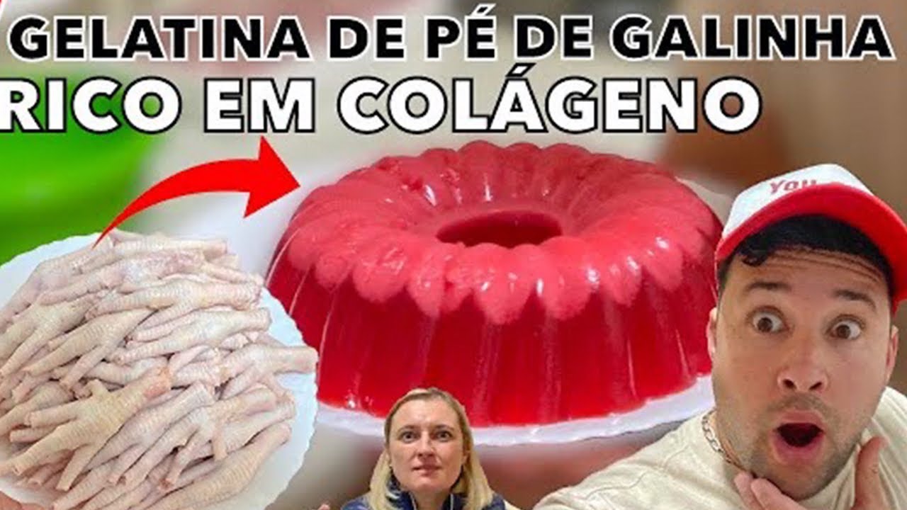 FAÇA VOCÊ TAMBÉM GELATINA DE MORANGO COM PÉ DE GALINHA! O MELHOR COLÁGENO NATURAL