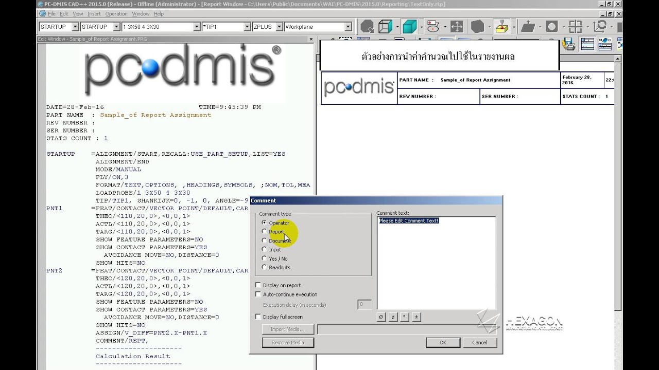 PCDMIS ASSIGNMENT REPORT