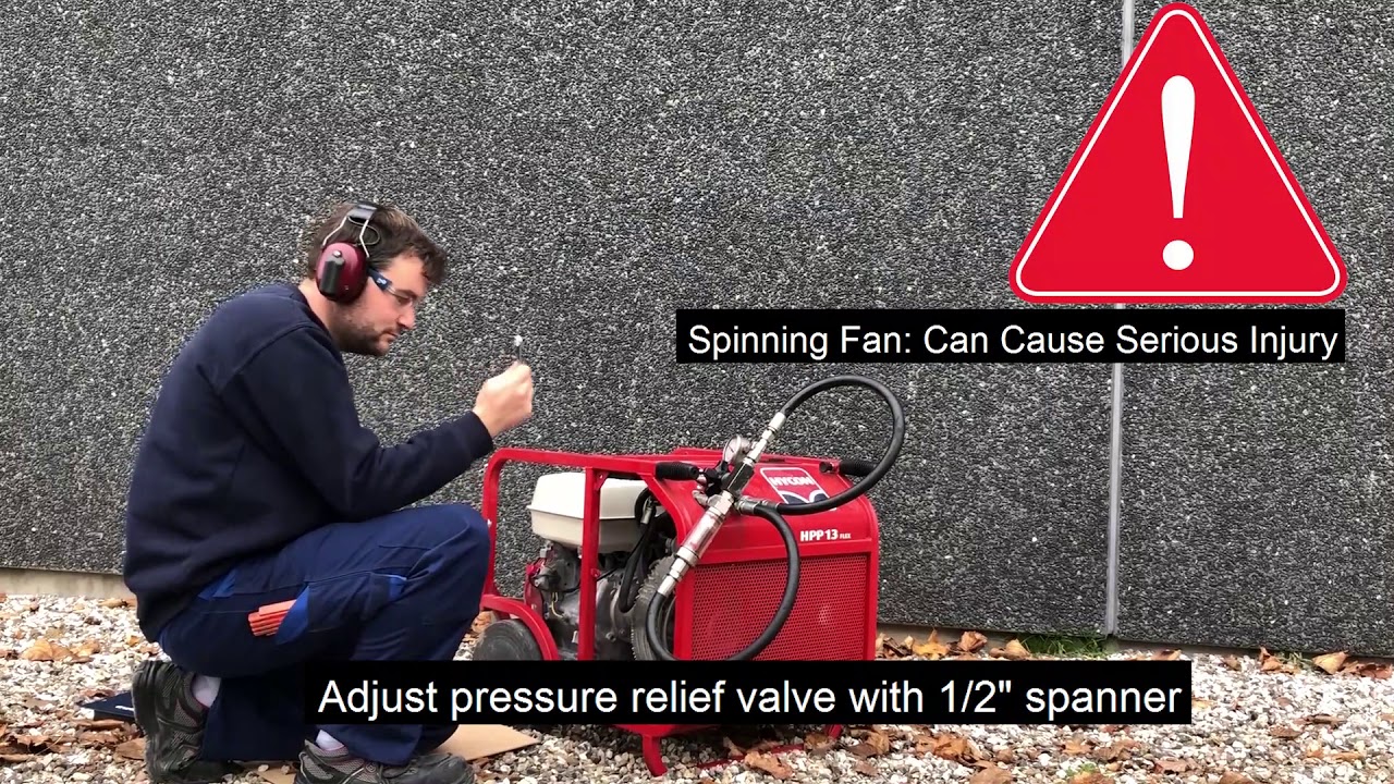 Adjust pressure relief valve - Hycon Power Pack