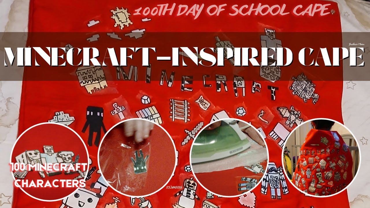 Minecraft-Inspired Cape | 100th Day of School Cape | 100 Minecraft Characters