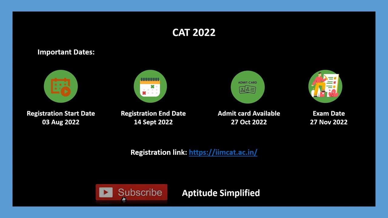 CAT 2022 Notification | Aptitude Simplified | Important Dates #cat2022 #importantdates #notification