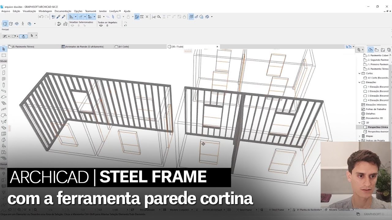 ARCHICAD | Steel Frame com Parede Cortina