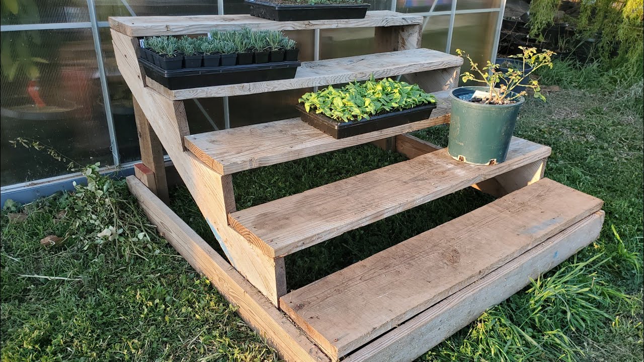 DIY Build Stairs-to-nowhere plant stand. Super easy.