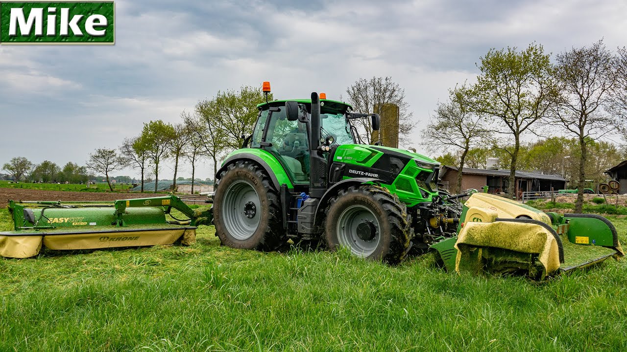 2020 | First Grass Mowing | Deutz Fahr 6185 TTV / Krone Mowers | Loon&Verhuurbedrijf van den Brink.