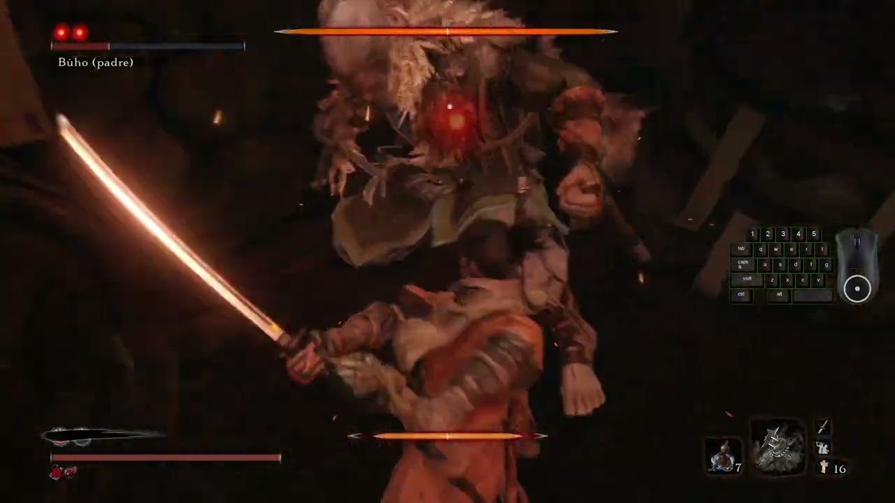 sekiro Buho padre vs Lobo. Modo agresivo. charmless and demon bell. V13