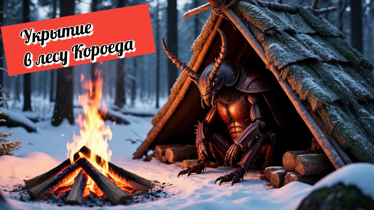 Сделал Ленивый сруб! Ночёвка в -18. Лес Короеда, 1 часть