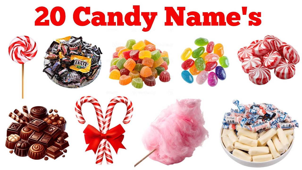 20 Candy Names in English and Hindi | कैंडी के 20 नाम | Kids Learning Video | 
