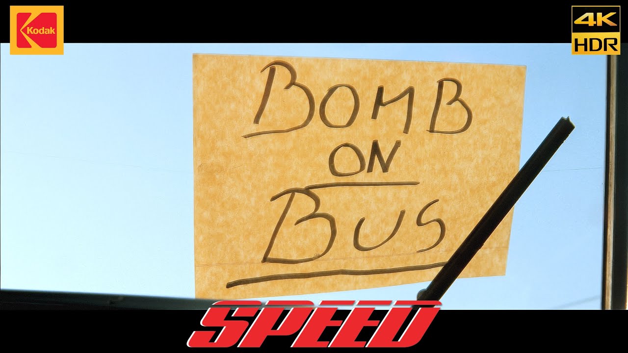 Speed (1994) Bomb on Bus Movie Clip scene 4K HDR10 Kodak 5247  Keanu Reeves