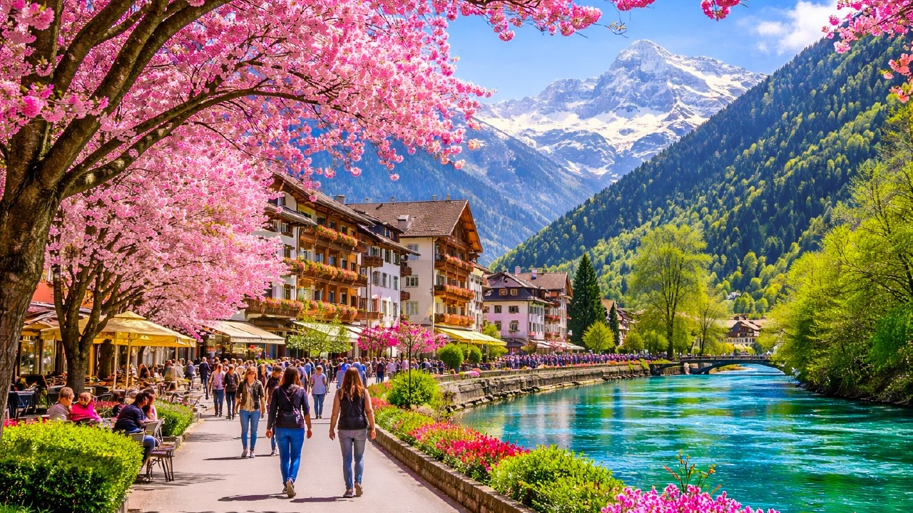 Walking in Interlaken in Spring 🇨🇭 Switzerland 4K