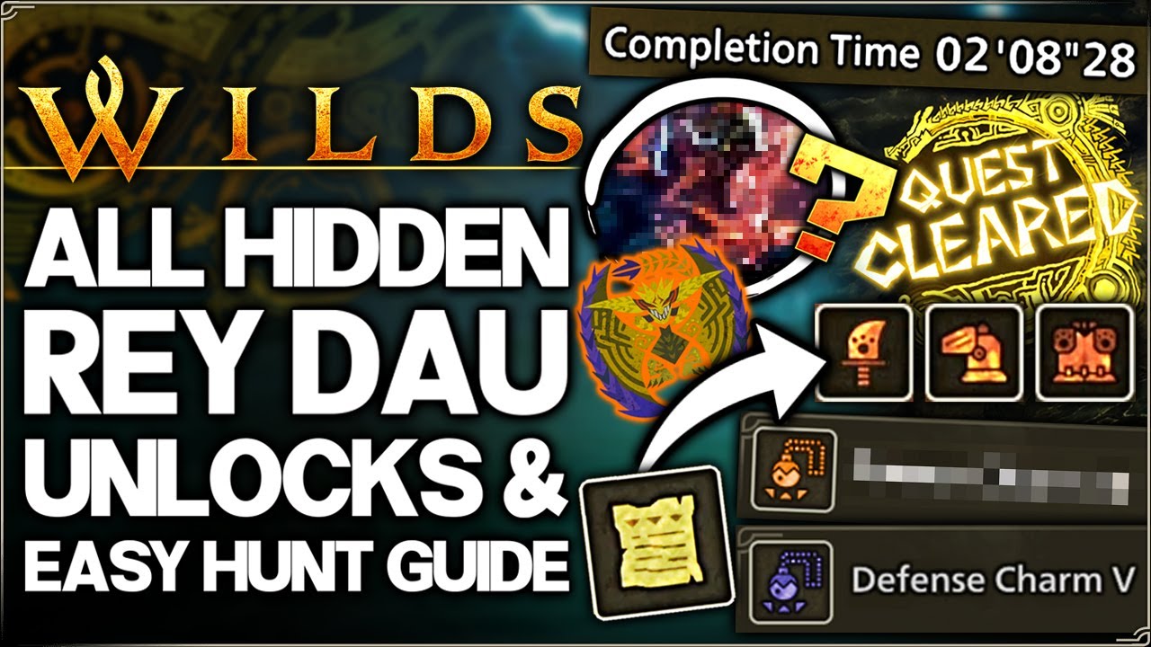 Monster Hunter Wilds - Arch Tempered Rey Dau Secret Armor Unlocks, Skill Upgrades & Easy Hunt Guide!