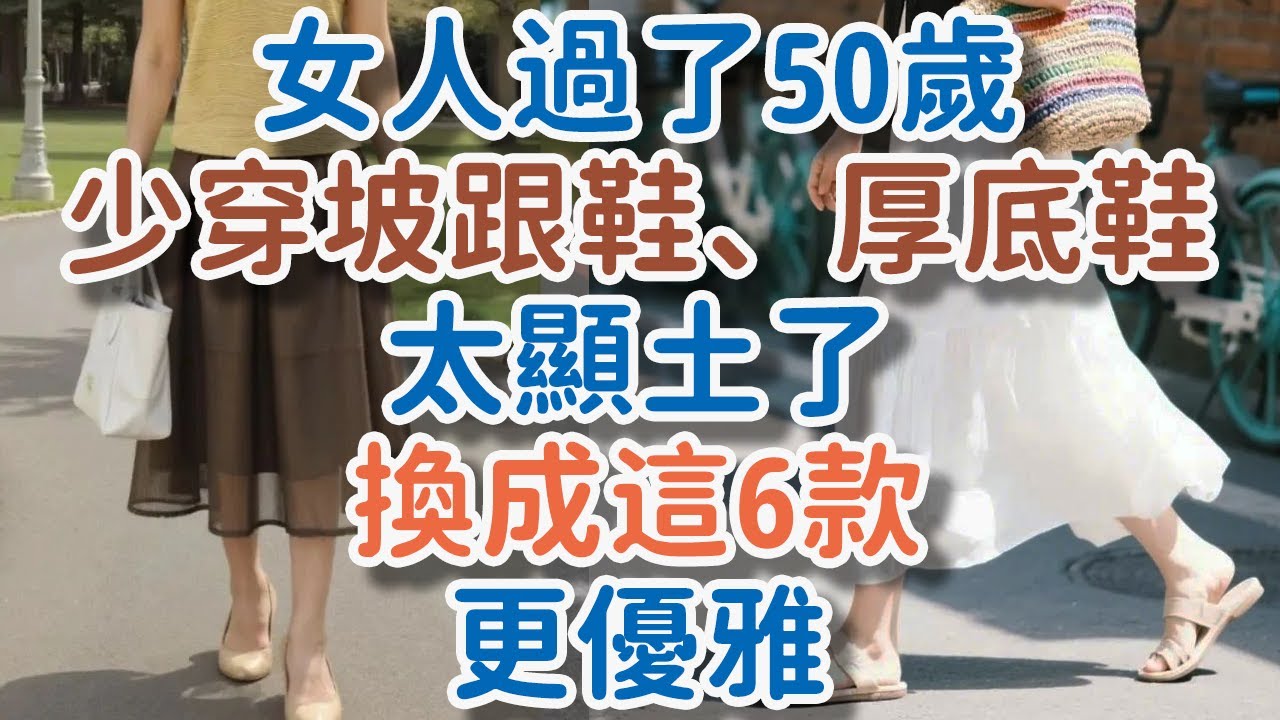 女人過了50歲，少穿坡跟鞋、厚底鞋，太顯土了！換成這6款更優雅。#女人#坡跟鞋 #厚底鞋 #鞋子 #精緻 #優雅#增高#樂福鞋 #經典款 #平底涼鞋 #透氣性 #!      獨處Alone