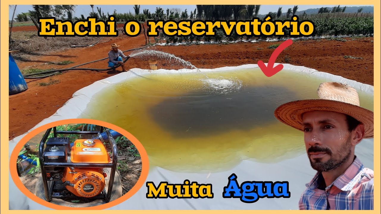 Reservatório para irrigação finalmente cheio,muita água para nossa plantação,#Reservatório.