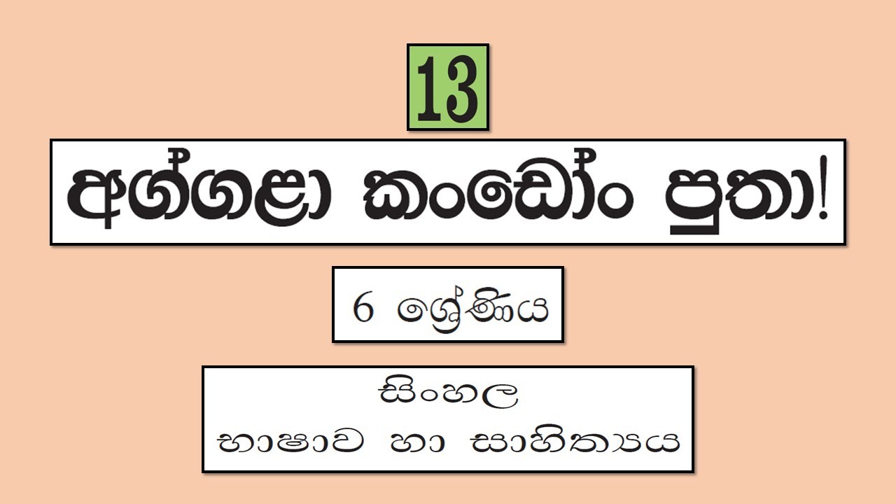 Grade 6 සිංහල | 13 පාඩම - අග්ගලා කංඩෝං පුතා  | Aggala Kandon Putha