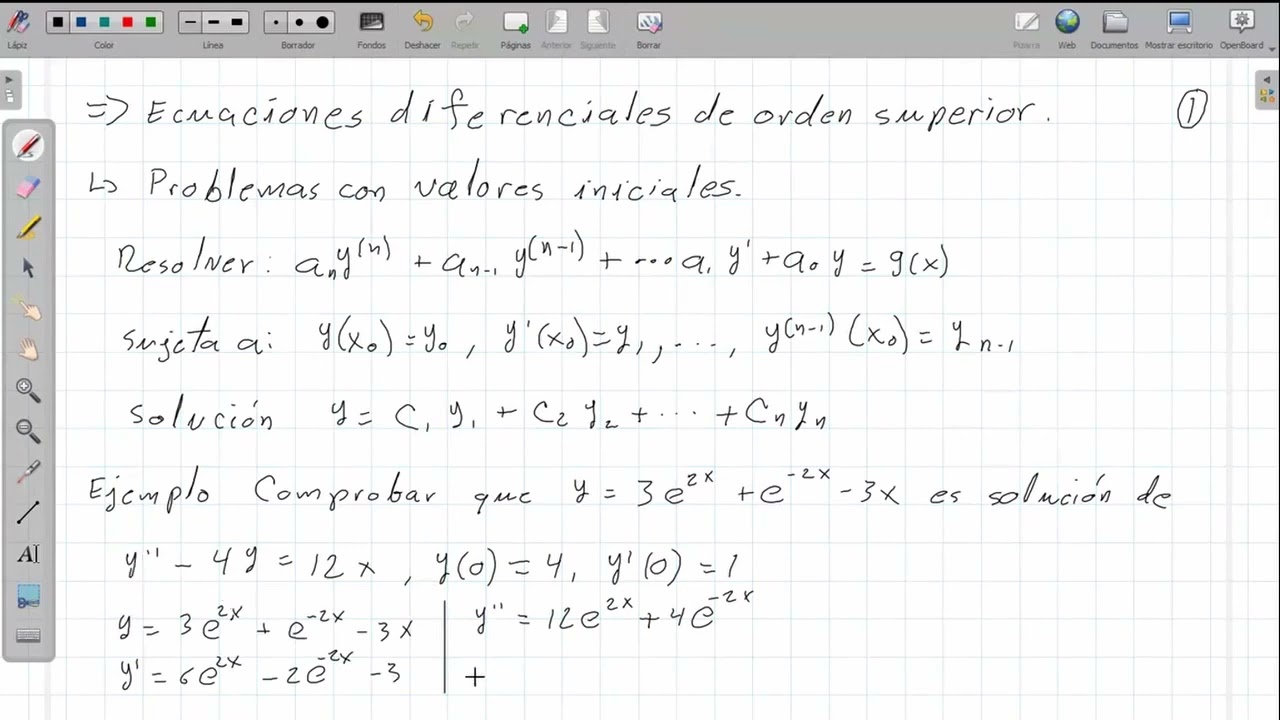 Ecuaciones diferenciales, introducción al orden superior