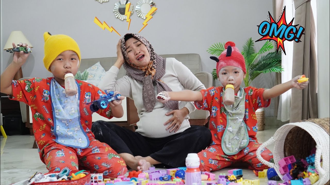 REPOTNYA BUNDA URUS DUA BAYI LUCU _ Drama Anak| Davino Vlog