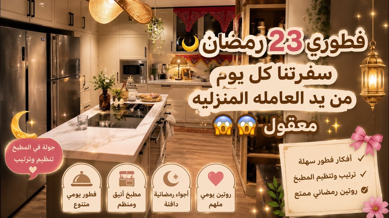فطوري ٢٣ رمضان  🌙  سفرتنا كل يوم من يد العامله المنزليه 😱معقول 😱 يوم كامل بين المطبخ والتنظيف 