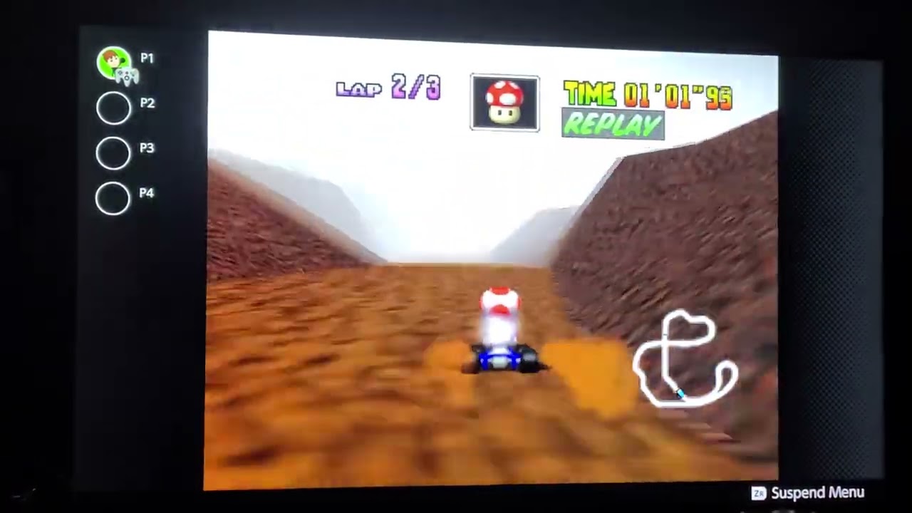 Mario Kart 64 Time Trials - Choco Mountain - 3lap - 1'40