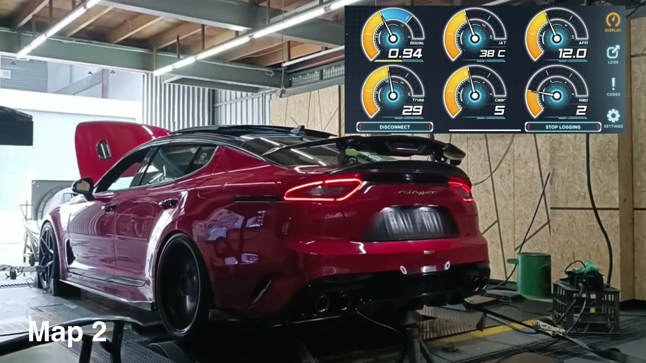 Kia Stinger gt  ecu flash + JB4 map 1 ,2 & 0 dyno pull